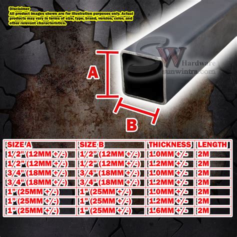 mild steel hollow section dimensions